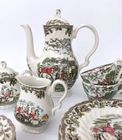 Pamono Coffee and Tea Service Country Life by Myott, 1960, Set of 21><noscript><img width=