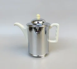 Pamono Coffee Making Set in Chrome-Plated Metal & Porcelain, 1950s, Set of 4><noscript><img width=