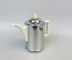 Pamono Coffee Making Set in Chrome-Plated Metal & Porcelain, 1950s, Set of 4><noscript><img width=