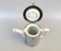 Pamono Coffee Making Set in Chrome-Plated Metal & Porcelain, 1950s, Set of 4><noscript><img width=