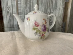 Clearance Pamono Coffee or Tea Pot with Pastel Flower Decor by C.T. Karl Tielsch Altwasser, Germany, 1940s