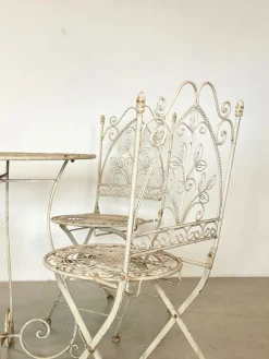 Pamono Coffee Table and Wrought Iron Folding Garden Chairs, 1960s, Set of 5><noscript><img width=