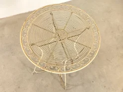 Pamono Coffee Table and Wrought Iron Folding Garden Chairs, 1960s, Set of 5><noscript><img width=