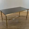 Pamono Coffee Table in Brass and Black Lacquered Glass by Maison Jansen> Coffee & Side Tables