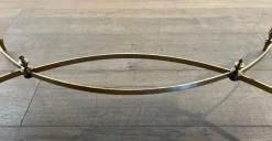 Pamono Coffee Table in Brass and Black Lacquered Glass by Maison Jansen><noscript><img width=