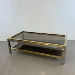 Discount Pamono Coffee Table in Chrome and Brass, 1970s