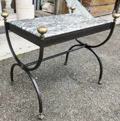 Pamono Coffee Table in Wrought Iron & Marble Top, Italy, 1980s><noscript><img width=
