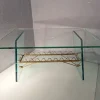Pamono Coffee Table with Glass Top and Legs and Brass Scrolls attributed to Gio Ponti for Fontana Arte, 1940s> Coffee & Side Tables