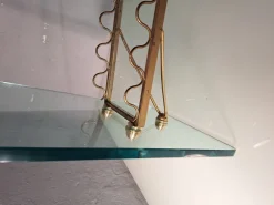 Pamono Coffee Table with Glass Top and Legs and Brass Scrolls attributed to Gio Ponti for Fontana Arte, 1940s><noscript><img width=