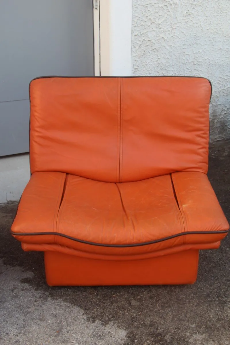 Hot Pamono Cognac Leather Gabbiano Sofa & 2 Chairs from Lev&Lev, 1980s, Set of 3