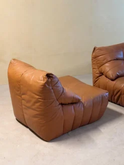 Outlet Pamono Cognac Leather Panto Lounge Chairs by Marc Held for Dunlopillo, 1970s, Set of 2