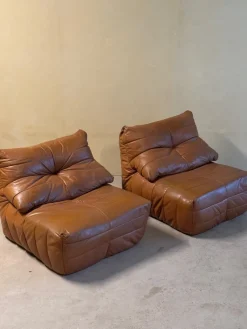 Outlet Pamono Cognac Leather Panto Lounge Chairs by Marc Held for Dunlopillo, 1970s, Set of 2
