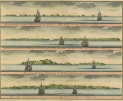 Pamono Colored Antique Print of the Islands of Marken, New Ireland and Other Islands, 1726> Posters