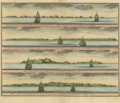 Pamono Colored Antique Print of the Islands of Marken, New Ireland and Other Islands, 1726> Posters