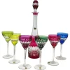 Best Pamono Colored Cut-to Clear Crystal Wine Set from Val Saint Lambert, Set of 7