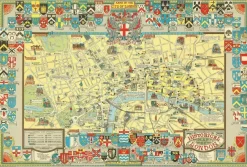 Outlet Pamono Colourful Map of the History of London, 1970s
