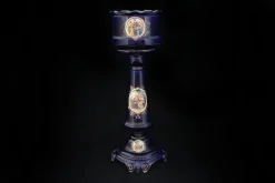 Clearance Pamono Column and Vase in Gold Cobalt Blue Ceramic and Decals, 1920s, Set of 2