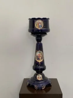 Clearance Pamono Column and Vase in Gold Cobalt Blue Ceramic and Decals, 1920s, Set of 2