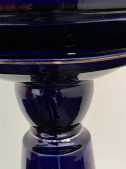 Clearance Pamono Column and Vase in Gold Cobalt Blue Ceramic and Decals, 1920s, Set of 2
