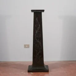 Pamono Column in Ebonized Wood Engraved on the Front, Italy, 1920> Pedestals And Columns
