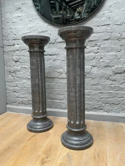 Pamono Columns in Black Belgian Fossil Marble, Set of 2><noscript><img width=