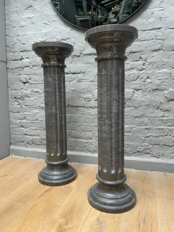 Pamono Columns in Black Belgian Fossil Marble, Set of 2><noscript><img width=