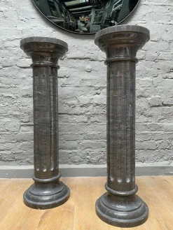 Pamono Columns in Black Belgian Fossil Marble, Set of 2><noscript><img width=