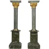 Pamono Columns in Green Estours Marble and Light Green Base, 1900, Set of 2> Pedestals And Columns
