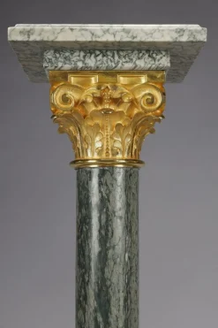 Pamono Columns in Green Estours Marble and Light Green Base, 1900, Set of 2><noscript><img width=