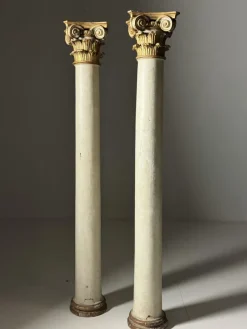 Pamono Columns with Gilded Capitals, 18th Century, Set of 2><noscript><img width=