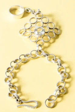 Pamono Combined Silver Ring and Bracelet by Cecilia Johansson, 1968><noscript><img width=