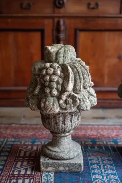 Pamono Concrete Garden Pots Decorated with Fruit, 1970s, Set of 2