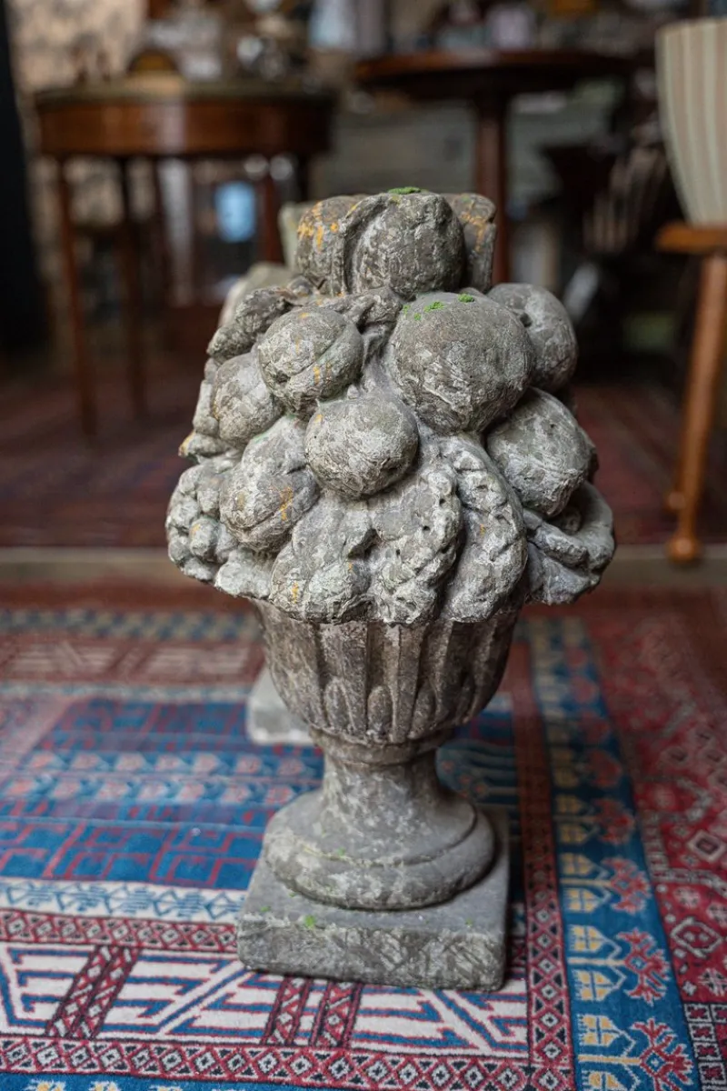 Pamono Concrete Garden Pots Decorated with Fruit, 1970s, Set of 2