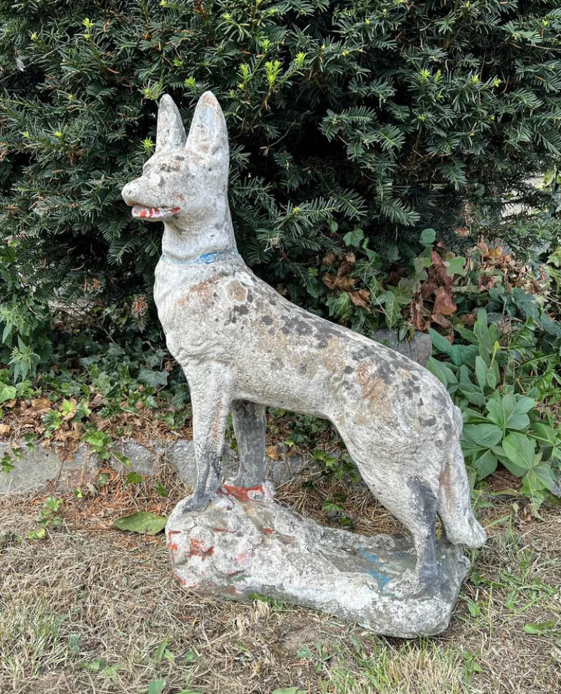 Pamono Concrete Stone Shepard Garden Dog Ornament Sculpture, 1950s> Garden Accessories