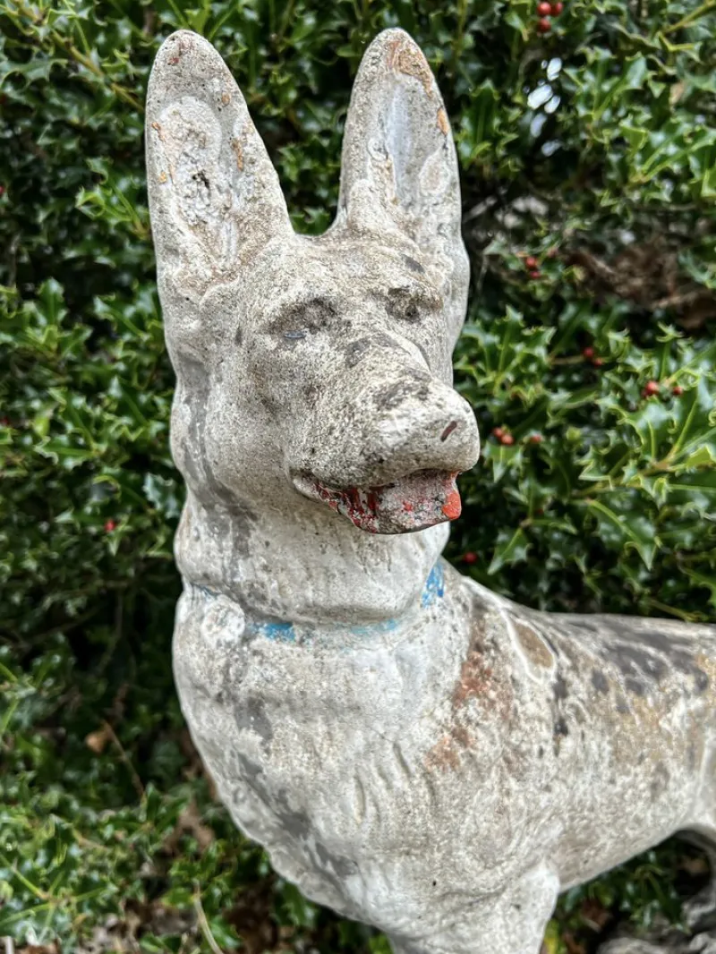Pamono Concrete Stone Shepard Garden Dog Ornament Sculpture, 1950s> Garden Accessories