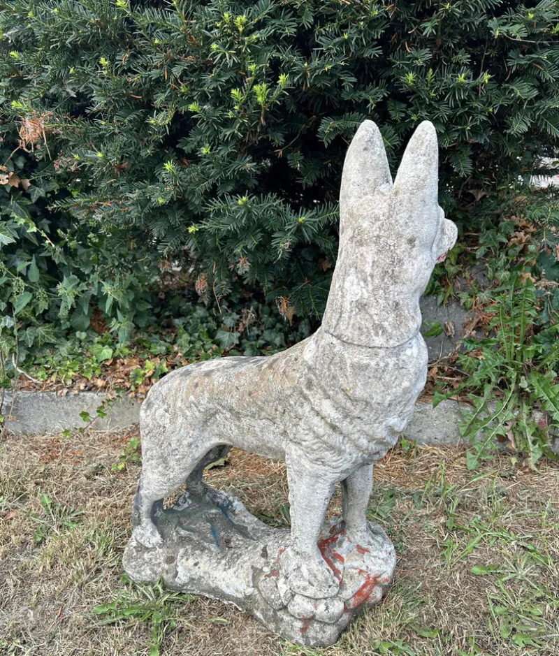 Pamono Concrete Stone Shepard Garden Dog Ornament Sculpture, 1950s> Garden Accessories