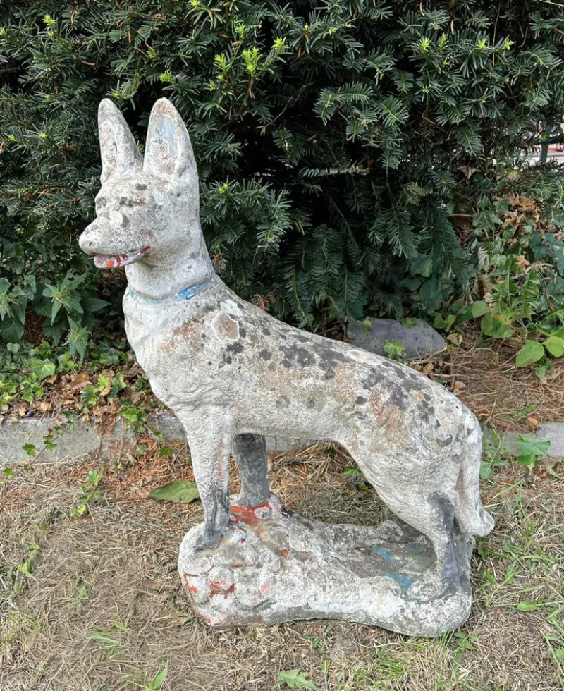 Pamono Concrete Stone Shepard Garden Dog Ornament Sculpture, 1950s> Garden Accessories