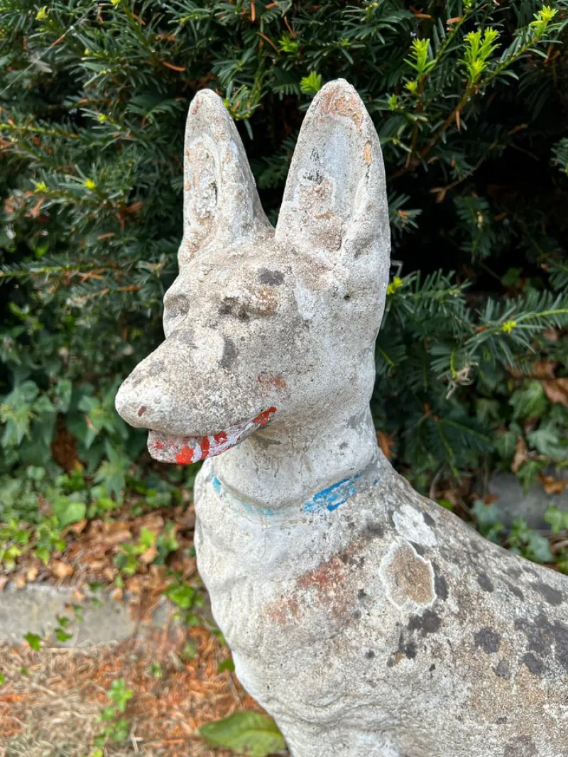 Pamono Concrete Stone Shepard Garden Dog Ornament Sculpture, 1950s> Garden Accessories