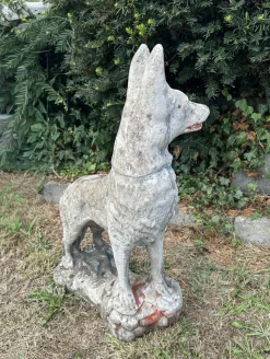 Pamono Concrete Stone Shepard Garden Dog Ornament Sculpture, 1950s><noscript><img width=