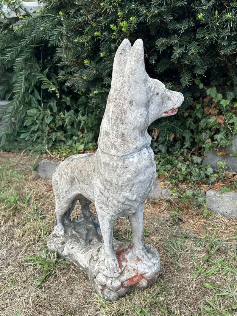 Pamono Concrete Stone Shepard Garden Dog Ornament Sculpture, 1950s> Garden Accessories