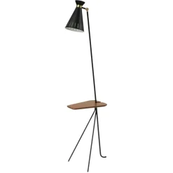 New Pamono Cone Floor Lamp with Table Black Noir by Warm Nordic