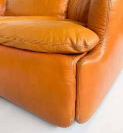 Clearance Pamono Confidential Seating Set in Cognac Leather by Alberto Rosselli for Saporiti, Italy, 1970s, Set of 4