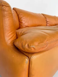 Clearance Pamono Confidential Seating Set in Cognac Leather by Alberto Rosselli for Saporiti, Italy, 1970s, Set of 4