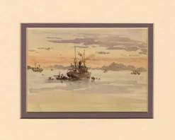 Pamono Conrad H.R. Carelli, Sunset, Ana Sagar Lake, Ajmer, India, 1908, Watercolour> Work On Paper
