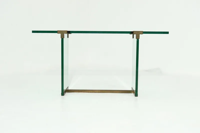Pamono Console Table Model T30 in Glass and Brass by Peter Ghyczy, 1970s> Console Tables