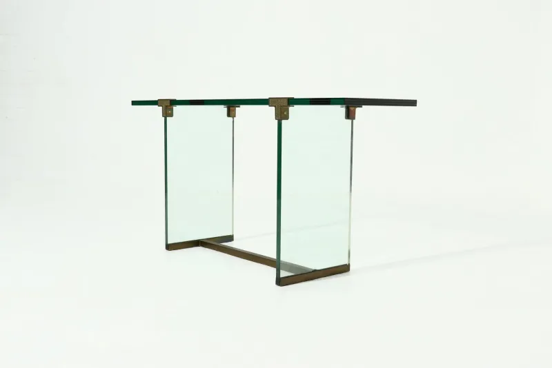Pamono Console Table Model T30 in Glass and Brass by Peter Ghyczy, 1970s> Console Tables
