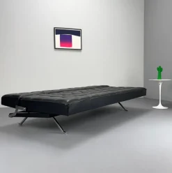 Pamono Constanze Daybed in Black Leather by Johannes Spalt for Wittmann, Vienna, 1960s><noscript><img width=