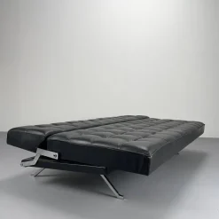 Pamono Constanze Daybed in Black Leather by Johannes Spalt for Wittmann, Vienna, 1960s><noscript><img width=