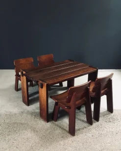 Pamono Constructivist Oak Dining Table, Belgium, 1960s><noscript><img width=