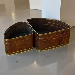 Pamono Copper and Brass Quarter Moon Planters by Company Celato Rito, 1970s, Set of 2><noscript><img width=